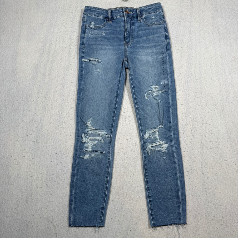 American Eagle High-Rise Jegging Jeans Next Level Stretch 0 Short Distressed